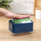 УЦЕНКА Дозатор для моющего средства с подставкой для губки, губка в комплекте, синий - Фото 3