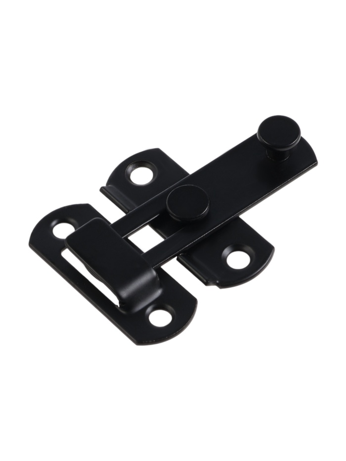 Шпингалет накладной ТУНДРА, прямой, 70 мм, черный - Фото 1