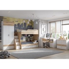 УЦЕНКА Кровать двухъярусная с лесенкой 800х1800 Геометрия 2, 2258х842х1611, Делано светлый/Белый 101 10981339