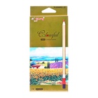 УЦЕНКА Карандаши 12 цветов, в картонной коробке, шестигранные, корпус золото, деревянные, Пейзаж МИК 10981397