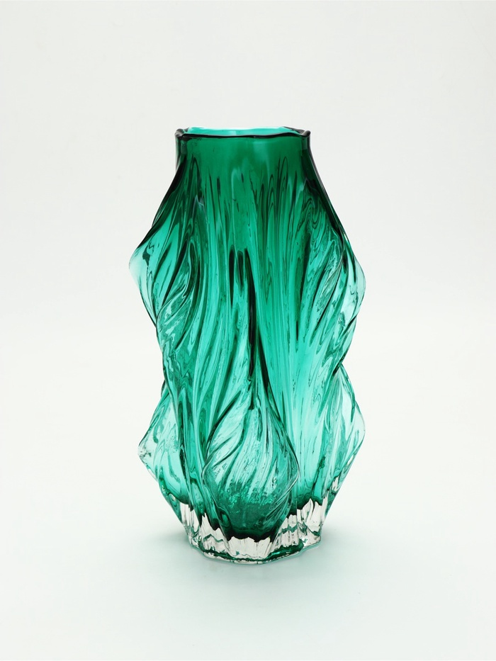 УЦЕНКА Ваза "Изумруд" из зеленого стекла 32*10,5*10,5 см - Фото 1