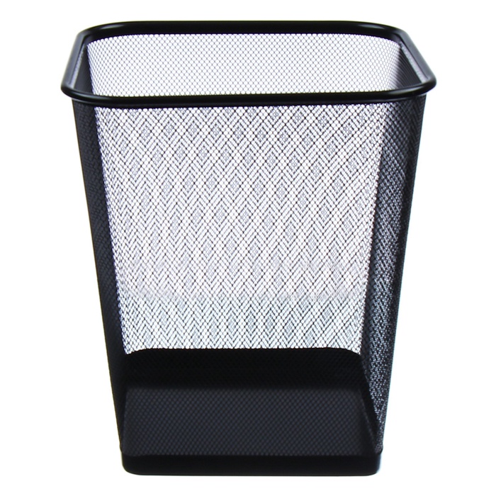 УЦЕНКА Корзина для бумаг, сетка, металл, квадратная, черная 17 литров - Фото 1