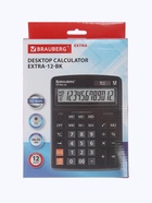 УЦЕНКА Калькулятор наст BRAUBERG EXTRA-12-BK (206x155 мм), 12 разр, 2 питания, черный 10981427