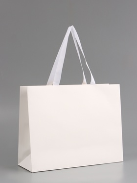 Пакет подарочный горизонтальный «Белый», 32×25×11 см