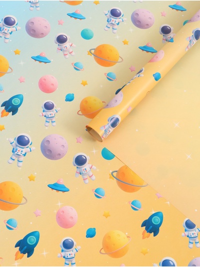 Бумага упаковочная глянцевая двухсторонняя «Космос», 50 × 70 см
