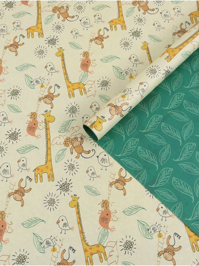 Бумага крафтовая двухсторонняя «Жирафы», 70 × 100 см