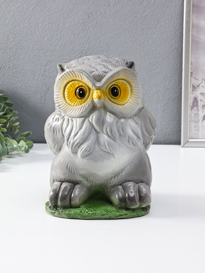 Копилка для денег «Сова», гипс, 25 см, серый