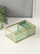 Шкатулка для украшений «Зелёная», 2 отделения, стекло с металлическим каркасом, 22×14.5×7.5 - Фото 3