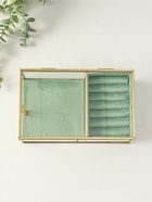 Шкатулка для украшений «Зелёная», 2 отделения, стекло с металлическим каркасом, 22×14.5×7.5 - Фото 6