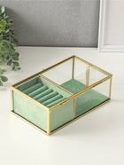 Шкатулка для украшений «Зелёная», 2 отделения, стекло с металлическим каркасом, 22×14.5×7.5 - Фото 7