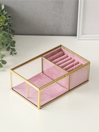 Шкатулка для украшений «Розовая», 2 отделения, стекло с металлическим каркасом, 22×14.5×7.5 - Фото 3