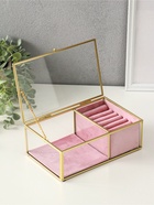 Шкатулка для украшений «Розовая», 2 отделения, стекло с металлическим каркасом, 22×14.5×7.5 - Фото 5