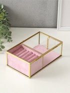 Шкатулка для украшений «Розовая», 2 отделения, стекло с металлическим каркасом, 22×14.5×7.5 - Фото 7