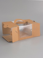 Коробка под бенто-торт с окном, крафт, 18?18?14 см (комплект 2 шт) - фото 65465989