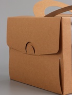 Коробка под бенто-торт с окном, крафт, 16×16×12.5 см 10896543