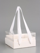 Коробка под бенто-торт, с прозрачной крышкой, белый, 14×14×8 см - Фото 1