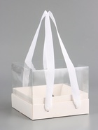 Коробка под бенто-торт, с прозрачной крышкой, белый, 16×16×12.5 см 10896547