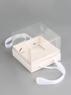 Коробка под бенто-торт, с прозрачной крышкой, белый, 16×16×12.5 см - Фото 2