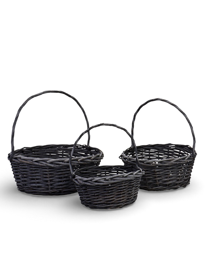 Набор корзин 3 шт ИВА 36x36x14 30x30x12 25x25x11 см ПЛЕТ ручка h=23/20/17 см
