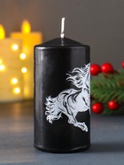 УЦЕНКА Свеча столб 50*100 мм с накаткой "Символ года" , Конь, черная 10981712