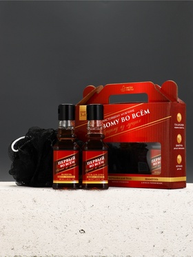 Чистое счастье Мужской набор "Первому", мини гель Виски, мини шампунь и мочалка для тела №3