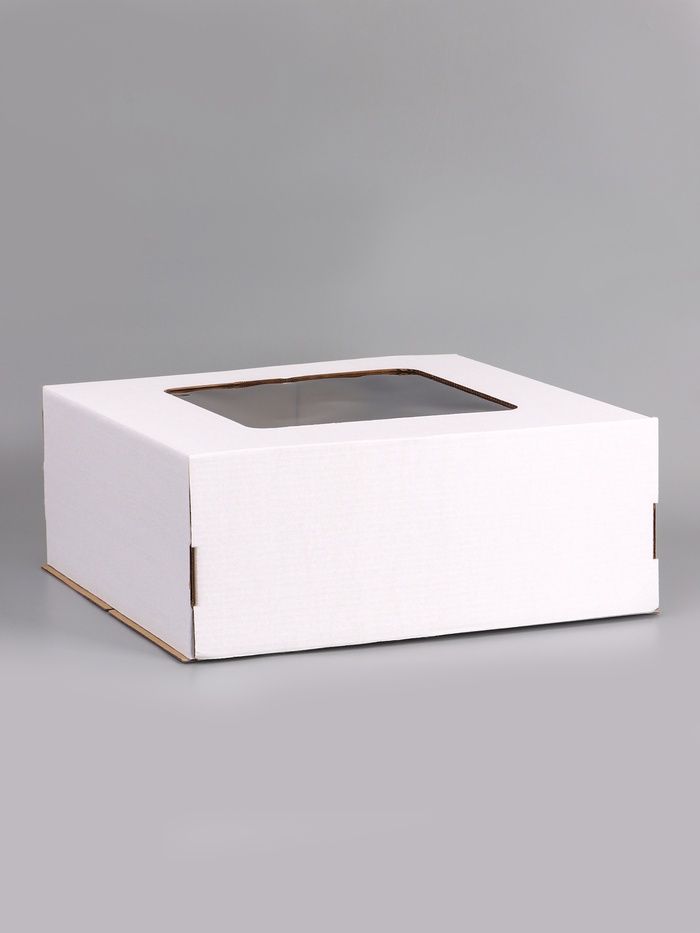 Коробка для торта, с окном, белая, 50×50×20 см