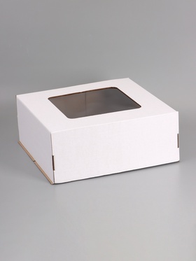 Коробка для торта, с окном, белая, 50×50×20 см