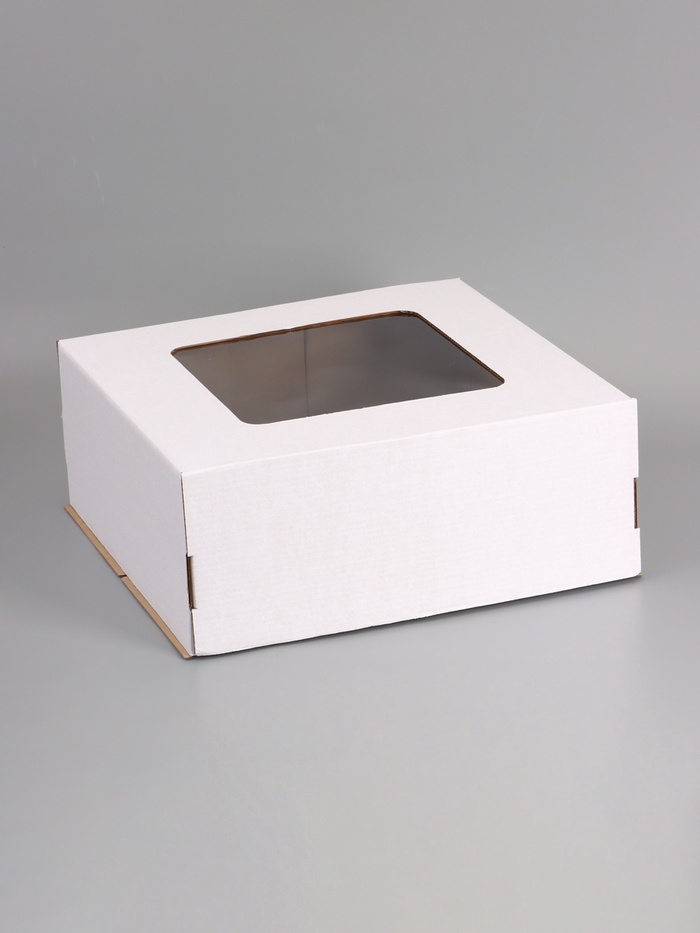 Коробка для торта, с окном, белая, 50×50×20 см