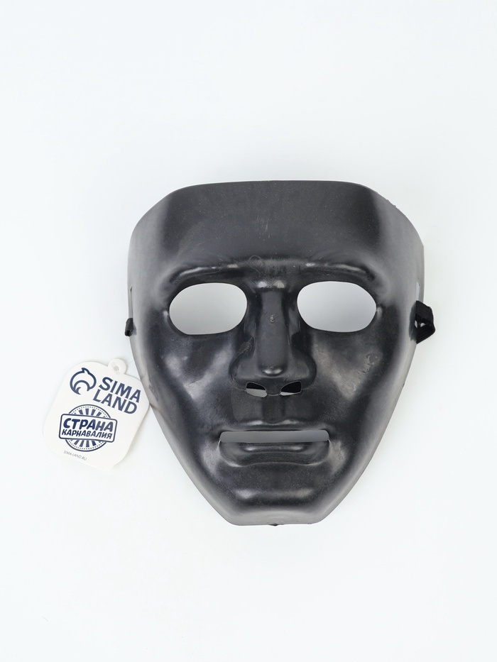 УЦЕНКА Карнавальная маска пластик лицо черная 19×16 см - Фото 1