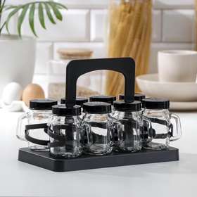 {{photo.Alt || photo.Description || 'УЦЕНКА Набор для специй «Специи», 120 мл, 7.5×5×8.5 см, на подставке, 8 шт., стекло, чёрный'}}