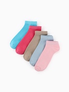 Носки женские MINAKU, набор 5 пар, размер 37-40 (23-25 см), цвет розовый, бежевый, голубой 10954154