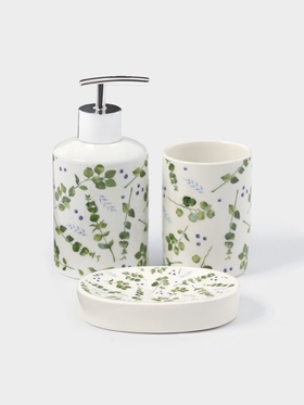 {{photo.Alt || photo.Description || 'УЦЕНКА Набор для ванной комнаты Доляна «Эвкалипт», 3 предмета, мыльница, дозатор для мыла, стакан'}}