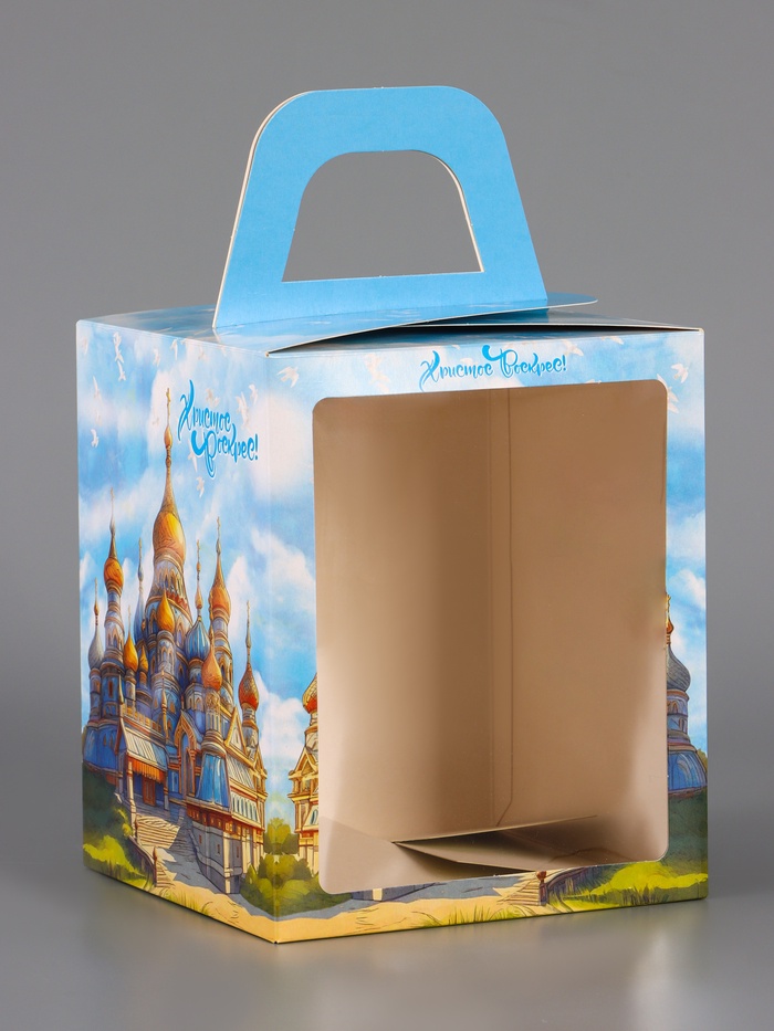 Коробка подарочная пасхальная с окном «Русский Храм», 15×15×18 см - Фото 1