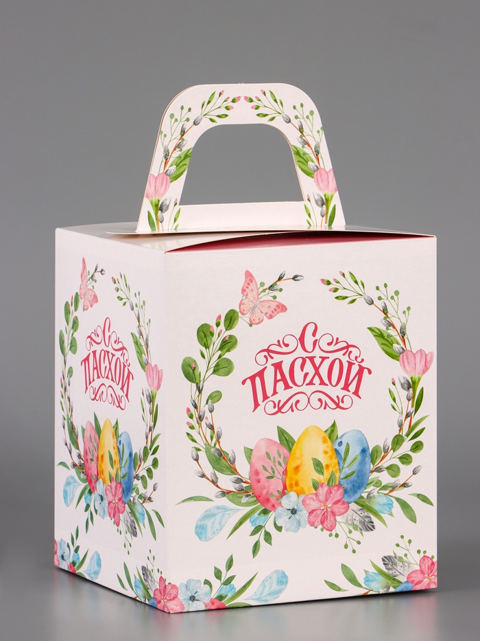 Коробка подарочная пасхальная «Пасхальный венок», 15×15×18 см - Фото 1