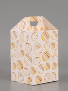 Пасхальная коробочка с окном и с ручкой "Золотые яйца" 10 х 10 х 15 см 10967598