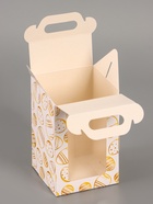 Пасхальная коробочка с окном и с ручкой "Золотые яйца" 10 х 10 х 15 см (5 шт) - фото 809490773