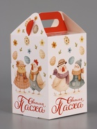 Пасхальная коробочка с окном и с ручкой "Курочки" 10 х 10 х 15 см (комплект 5 шт) - фото 65466177