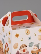 Пасхальная коробочка с окном и с ручкой "Курочки" 10 х 10 х 15 см (комплект 5 шт) - фото 65466179