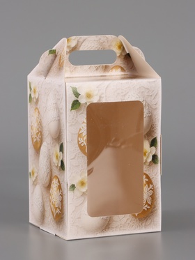 Пасхальная коробочка с окном и с ручкой 10 х 10 х 15 см 10967602