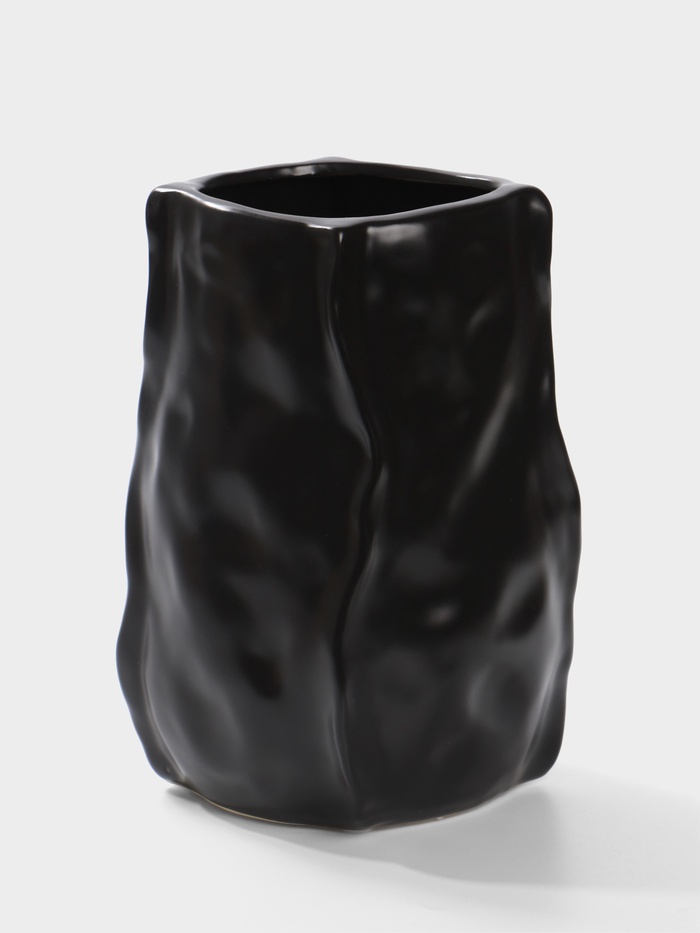 Ваза для цветов «Габино», 18.5×12 см, керамика, чёрная