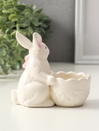 Фигурка - подставка для яйца керамика «Зайка с цветком», белый, 10.5×4.5×10 см - Фото 5
