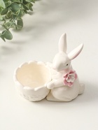 Фигурка - подставка для яйца керамика «Зайка с цветком», белый, 10.5×4.5×10 см - Фото 6