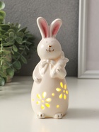 Фигурка светящаяся «Зайка с морковкой», керамика, белый, 5×5.5×15.5 см - фото 65466366