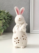 Фигурка светящаяся «Зайка с морковкой», керамика, белый, 5×5.5×15.5 см - фото 65466367