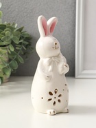 Фигурка светящаяся «Зайка с морковкой», керамика, белый, 5×5.5×15.5 см - фото 65466368