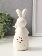 Фигурка светящаяся «Зайка с морковкой», керамика, белый, 5×5.5×15.5 см - фото 65466369
