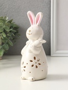 Фигурка светящаяся «Зайка с морковкой», керамика, белый, 5×5.5×15.5 см - фото 809426288