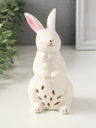 Фигурка светящаяся «Зайка с бантом», керамика, белый, 7.5×8×15.5 см - фото 809426295