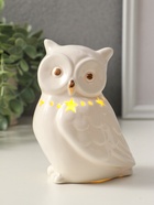 Фигурка светящаяся «Филин с ожерельем из звёзд», белый, керамика, 9×6.5×13 см - фото 65466382