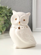 Фигурка светящаяся «Филин с ожерельем из звёзд», белый, керамика, 9×6.5×13 см - фото 65466383